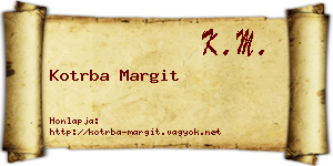 Kotrba Margit névjegykártya